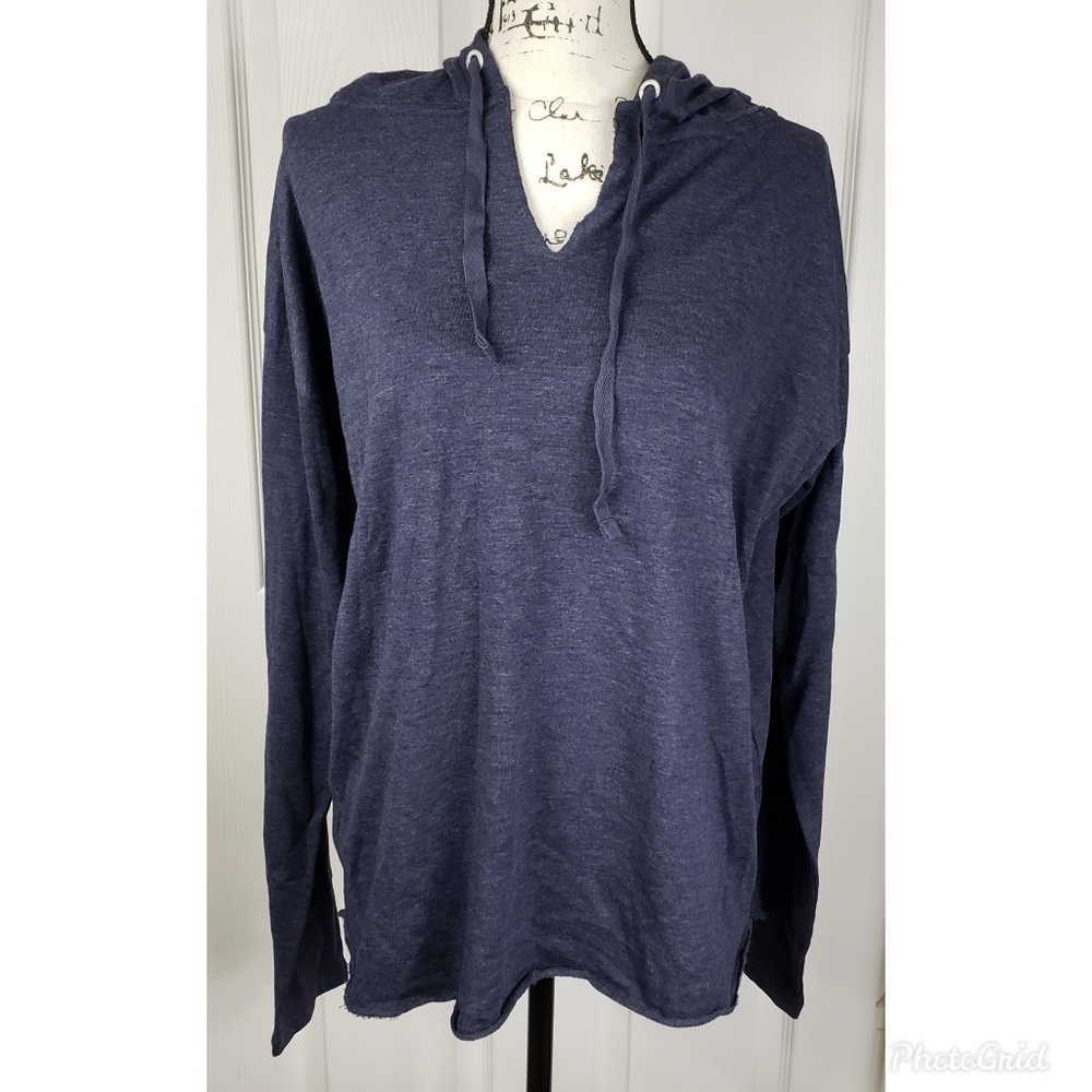 PINK Victoria Secret Lightweight Oversize Drawstring Hoodie Long Sleeve Blue